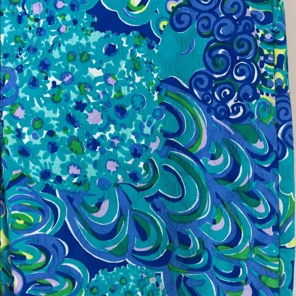 Lily Pulitzer Sz 8 Vibrant Blue and Green Kelly Ankle Lagoon Pants Cotton Blend - Picture 4 of 6